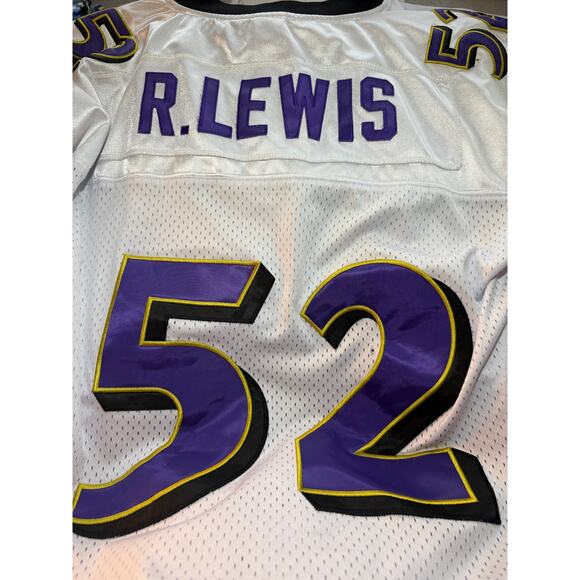 Nike White 7NFL Baltimore Ravens Ray Lewis #52 Home Football Jersey Mens XL - Picture 8 of 9